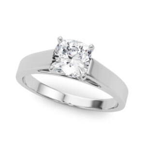 Custom Jewelry - 14K White Gold Cushion Ring