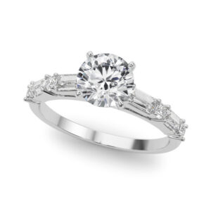 Lyla Baguette and Round Diamond Engagement Ring