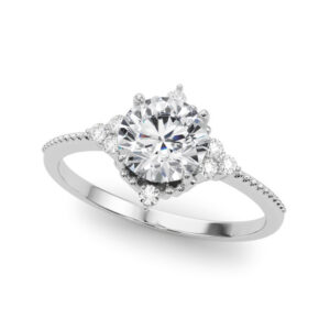 14K White Gold Round Alani Engagement ring - 14K White Gold, Size 7.0 (Setting Only)