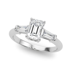Bethany Three-stone Engagement Ring - 14K White Gold, Size 7.0 (Setting Only)
