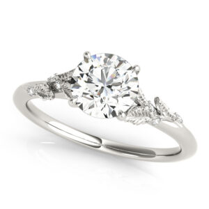 Lily Nature Inspired Diamond Engagement Ring - 14K White Gold, Size 7.0 (Setting Only)